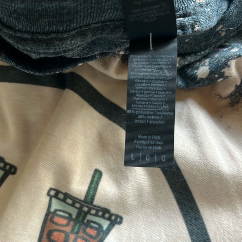 NWOT Iced Coffee Smile Face Tee Shirt Gray Acid Washed Size L - Picture 5 of 6